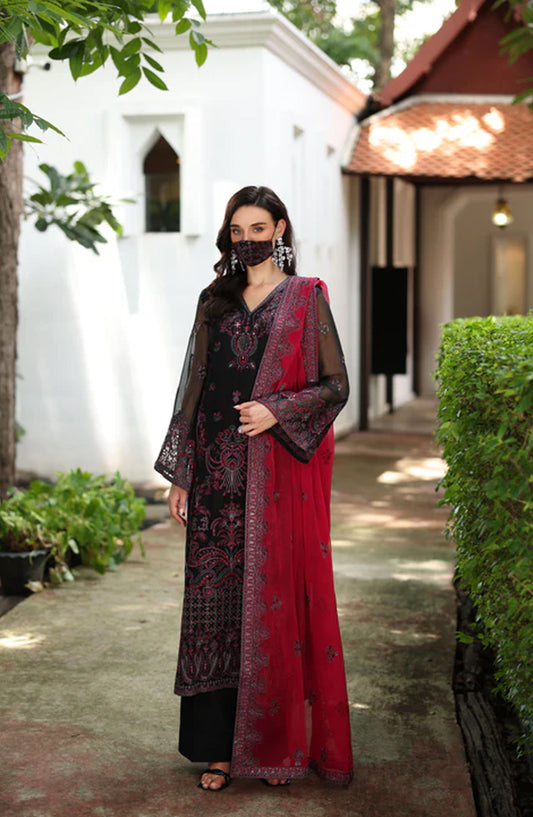 Flossie Naayab by Kuch Khas Embroidered Chiffon Unstitched 3 Piece Suit - K-110 - FLS25NKK - Black - Festive Collection