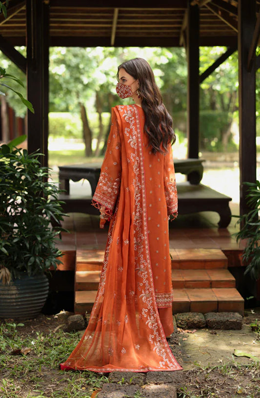 Flossie Naayab by Kuch Khas Embroidered Chiffon Unstitched 3 Piece Suit - K-109 - FLS25NKK - Orange - Festive Collection
