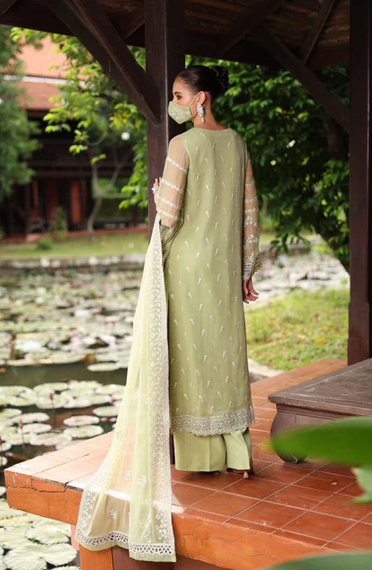 Flossie Naayab by Kuch Khas Embroidered Chiffon Unstitched 3 Piece Suit - K-107 - FLS25NKK - Green - Festive Collection
