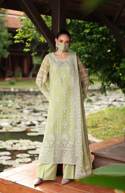 Flossie Naayab by Kuch Khas Embroidered Chiffon Unstitched 3 Piece Suit - K-107 - FLS25NKK - Green - Festive Collection