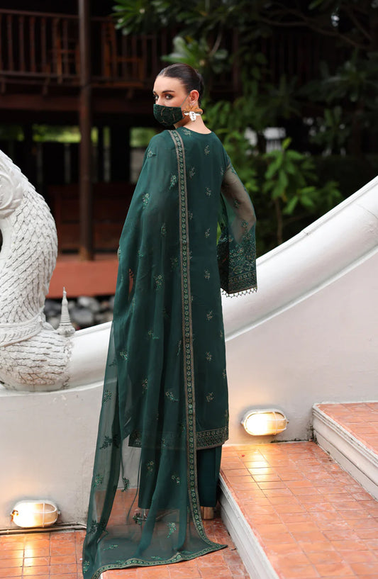 Flossie Naayab by Kuch Khas Embroidered Chiffon Unstitched 3 Piece Suit - K-106 - FLS25NKK - Green - Festive Collection