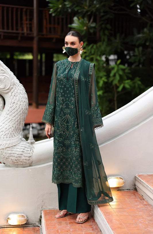 Flossie Naayab by Kuch Khas Embroidered Chiffon Unstitched 3 Piece Suit - K-106 - FLS25NKK - Green - Festive Collection