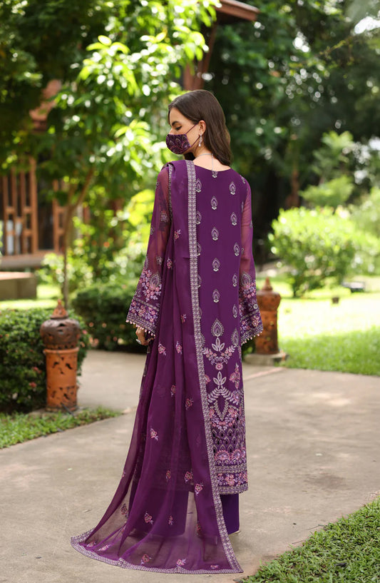 Flossie Naayab by Kuch Khas Embroidered Chiffon Unstitched 3 Piece Suit - K-101 - FLS25NKK - Purple - Festive Collection