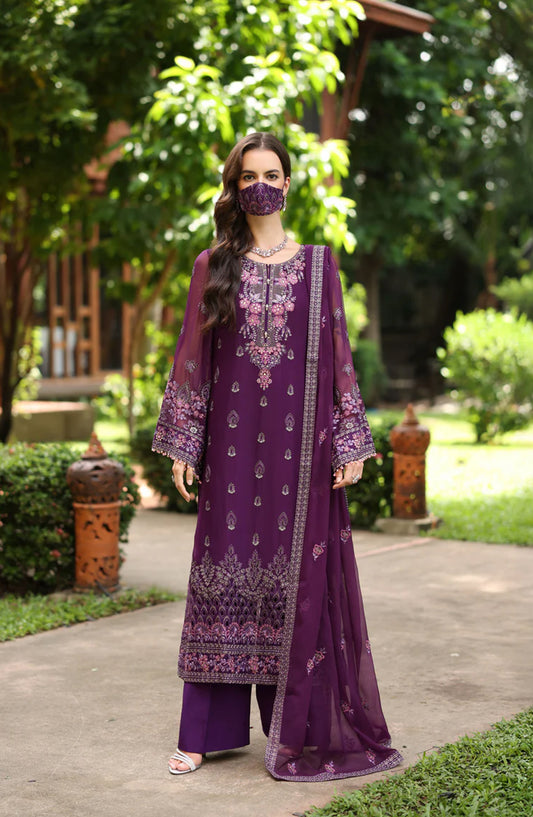 Flossie Naayab by Kuch Khas Embroidered Chiffon Unstitched 3 Piece Suit - K-101 - FLS25NKK - Purple - Festive Collection