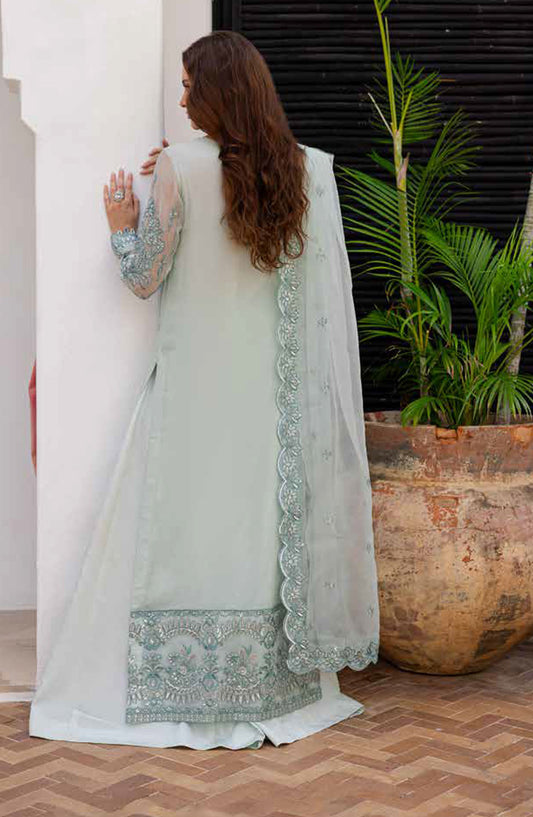 Freesia Noir Embroidered Chiffon Unstitched 3 Piece Suit - FS-50088 Intan - MNM25FNO - Blue - Festive Collection