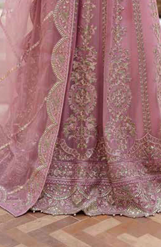 Freesia Noir Embroidered Chiffon Unstitched 3 Piece Suit - FS-50094 Kirana - MNM25FNO - Pink - Festive Collection