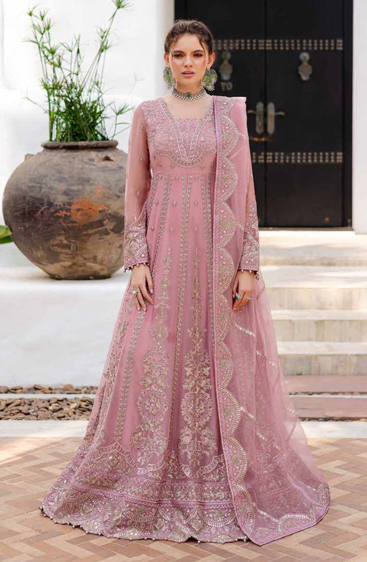 Freesia Noir Embroidered Chiffon Unstitched 3 Piece Suit - FS-50094 Kirana - MNM25FNO - Pink - Festive Collection