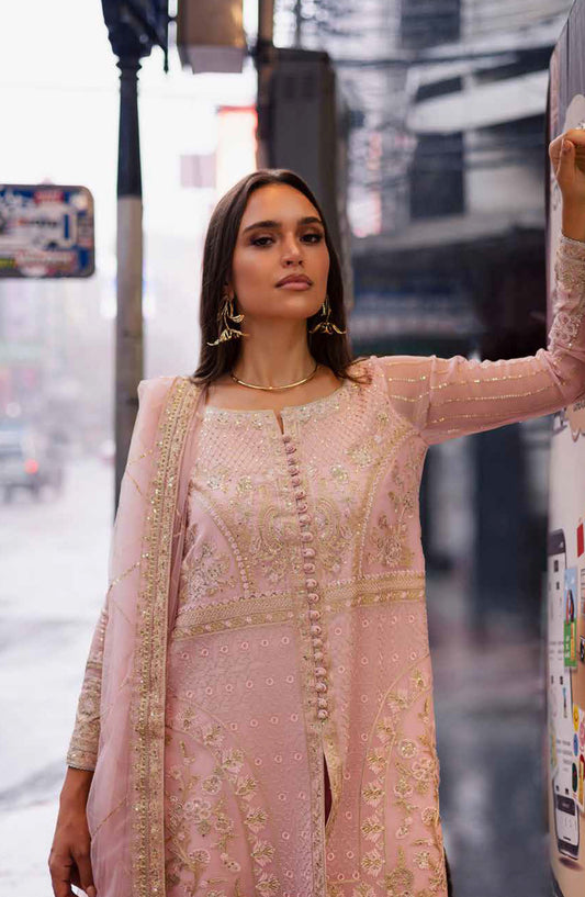 Freesia Talia Luxury Embroidered Chiffon Unstitched 3 Piece Suit - MNM25FRL - FW50061 - Purple - Festive Collection