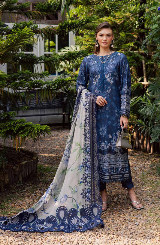 Gardenia by Nureh Embroidered Lawn Unstitched 3 Piece Suit - NSG-213 - NL26GR - Blue - Summer Collection