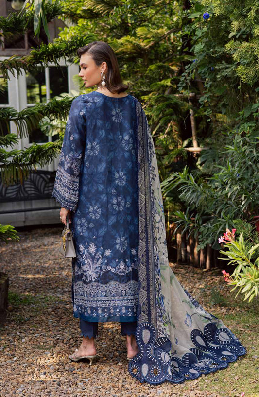 Gardenia by Nureh Embroidered Lawn Unstitched 3 Piece Suit - NSG-213 - NL26GR - Blue - Summer Collection