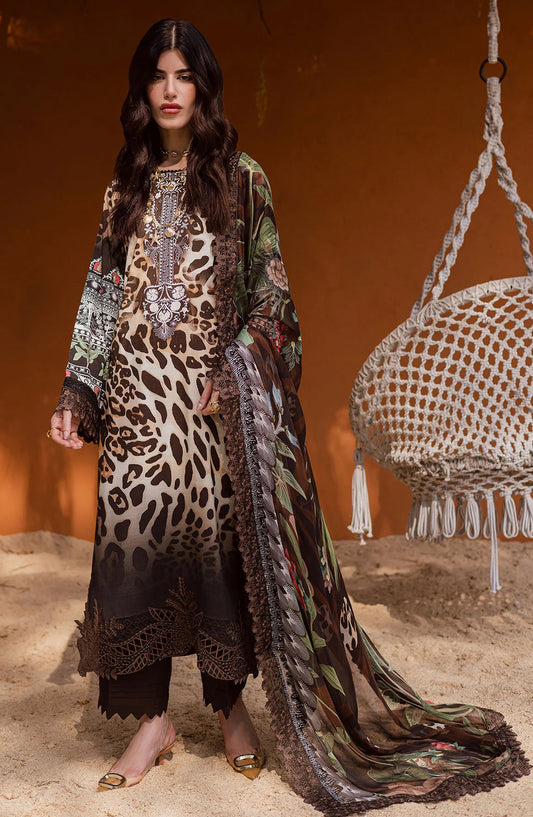 Gardenia by Nureh Embroidered Viscose Slub Linen Unstitched 3 Piece Suit - NWG-85 - NU25GRD - Brown - Winter Collection