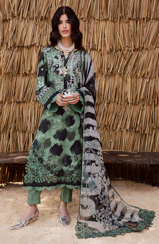 Gardenia by Nureh Embroidered Viscose Slub Linen Unstitched 3 Piece Suit - NWG-86 - NU25GRD - Green - Winter Collection