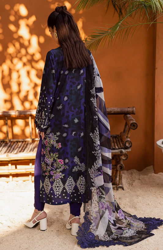 Gardenia by Nureh Embroidered Viscose Slub Linen Unstitched 3 Piece Suit - NWG-88 - NU25GRD - Purple - Winter Collection