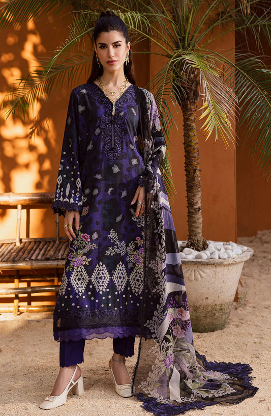 Gardenia by Nureh Embroidered Viscose Slub Linen Unstitched 3 Piece Suit - NWG-88 - NU25GRD - Purple - Winter Collection