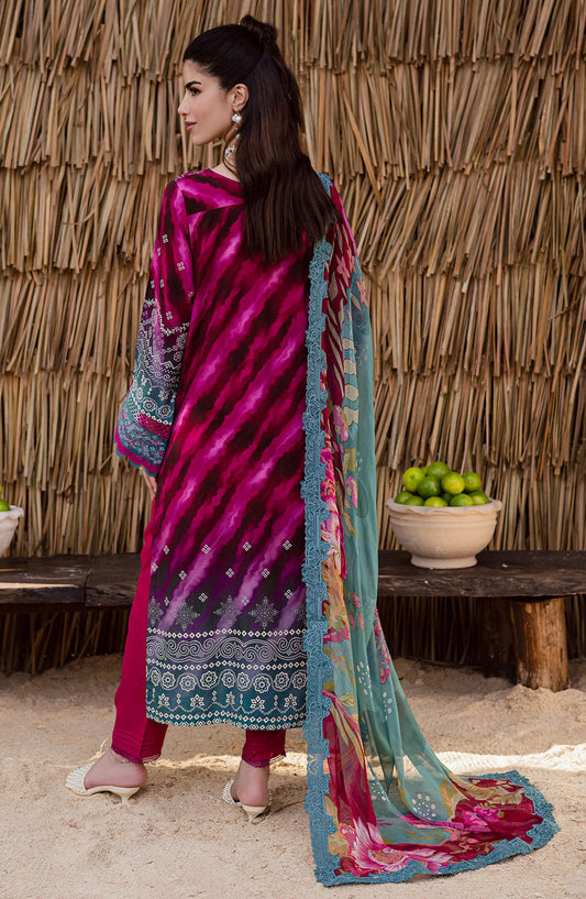 Gardenia by Nureh Embroidered Viscose Slub Linen Unstitched 3 Piece Suit - NWG-89 - NU25GRD - Pink - Winter Collection