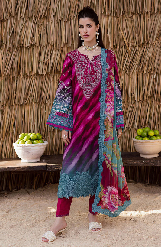 Gardenia by Nureh Embroidered Viscose Slub Linen Unstitched 3 Piece Suit - NWG-89 - NU25GRD - Pink - Winter Collection