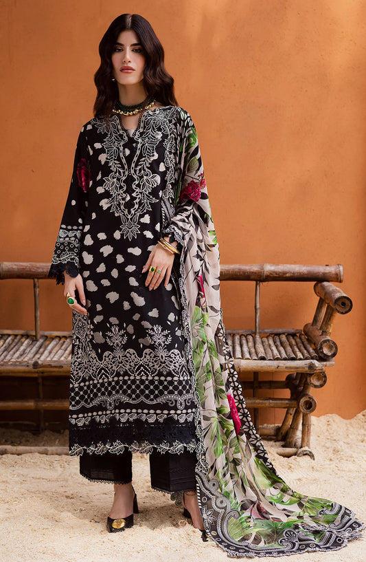 Gardenia by Nureh Embroidered Viscose Slub Linen Unstitched 3 Piece Suit - NWG-90 - NU25GRD - Black - Winter Collection