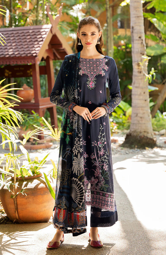 Ghazal by Ramsha Embroidered Lawn Unstitched 3 Piece Suit - G-309 - RM25GHZ3 - Black - Summer Collection
