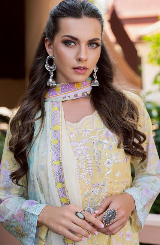 Ghazal by Ramsha Embroidered Lawn Unstitched 3 Piece Suit - G-308 - RM25GHZ3 - Yellow - Summer Collection