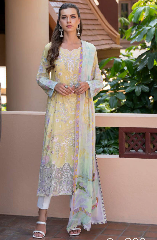 Ghazal by Ramsha Embroidered Lawn Unstitched 3 Piece Suit - G-308 - RM25GHZ3 - Yellow - Summer Collection