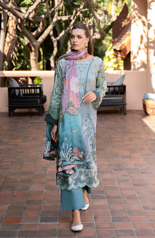 Ghazal by Ramsha Embroidered Lawn Unstitched 3 Piece Suit - G-306 - RM25GHZ3 - Blue - Summer Collection