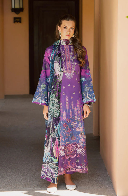 Ghazal by Ramsha Embroidered Lawn Unstitched 3 Piece Suit - G-305 - RM25GHZ3 - Purple - Summer Collection