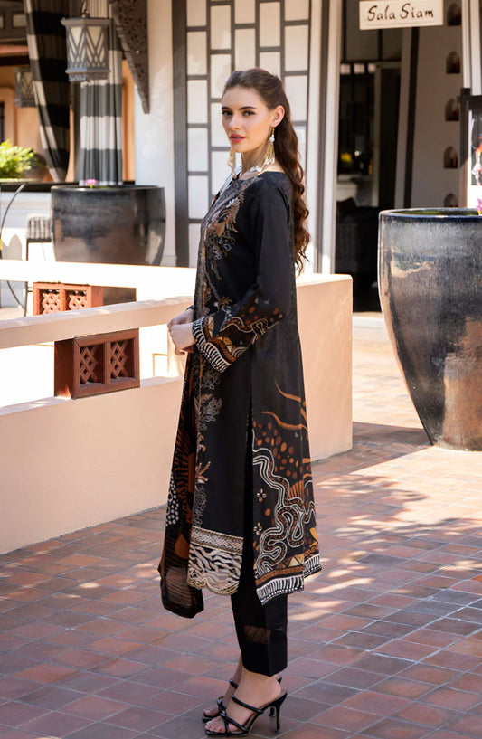 Ghazal by Ramsha Embroidered Lawn Unstitched 3 Piece Suit - G-303 - RM25GHZ3 - Black - Summer Collection