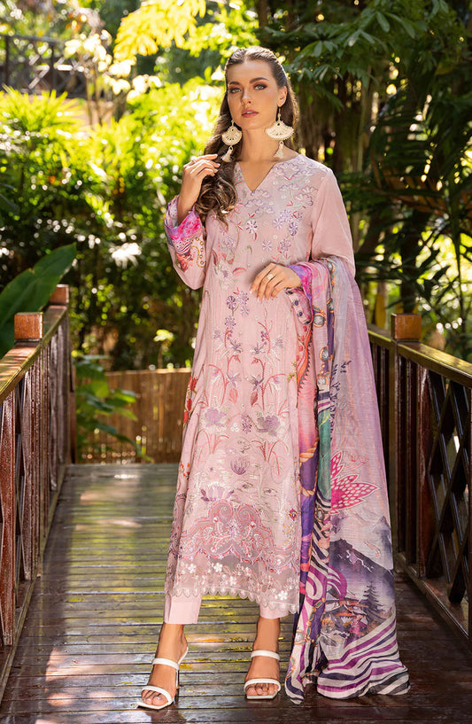 Ghazal by Ramsha Embroidered Lawn Unstitched 3 Piece Suit - G-301 - RM25GHZ3 - Pink - Summer Collection