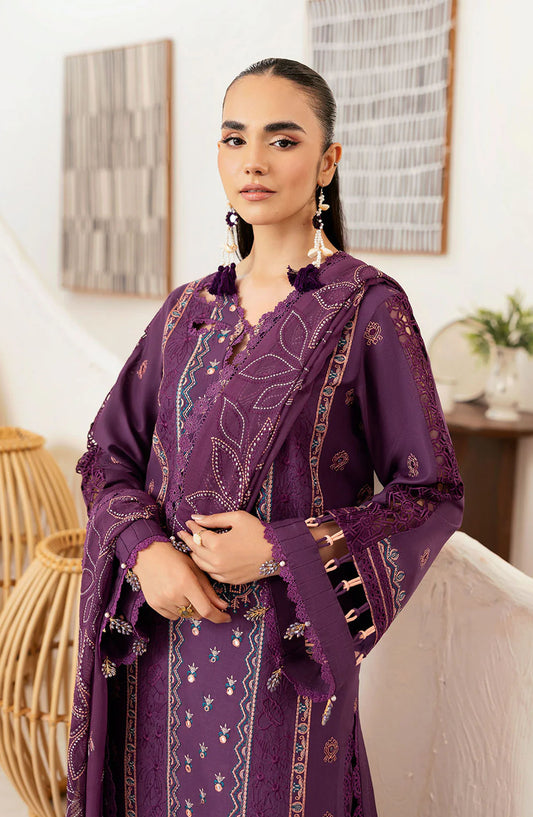 Ghazal by Ramsha Embroidered Lawn Unstitched 3 Piece Suit - G-408 - RM25GHZ4 - Purple - Summer Collection