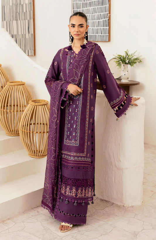 Ghazal by Ramsha Embroidered Lawn Unstitched 3 Piece Suit - G-408 - RM25GHZ4 - Purple - Summer Collection