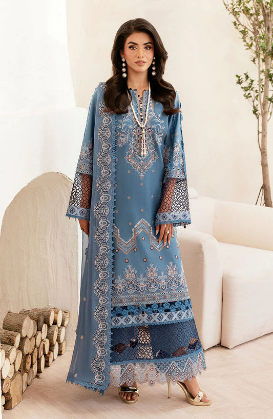 Ghazal by Ramsha Embroidered Lawn Unstitched 3 Piece Suit - G-407 - RM25GHZ4 - Blue - Summer Collection