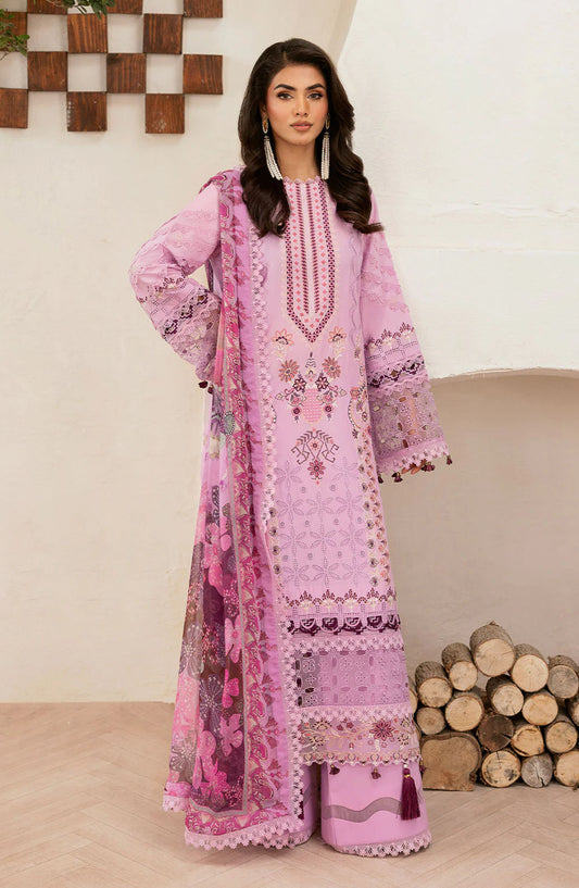 Ghazal by Ramsha Embroidered Lawn Unstitched 3 Piece Suit - G-405 - RM25GHZ4 - Pink - Summer Collection