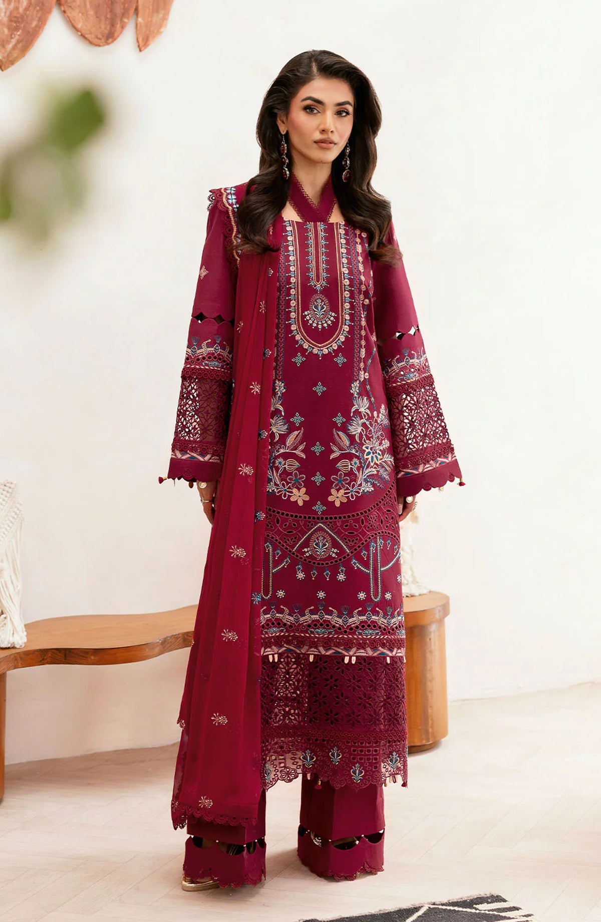Ghazal by Ramsha Embroidered Lawn Unstitched 3 Piece Suit - G-403 - RM25GHZ4 - Red - Summer Collection