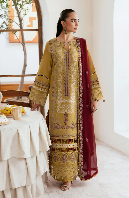Ghazal by Ramsha Embroidered Lawn Unstitched 3 Piece Suit - G-402 - RM25GHZ4 - Mustard - Summer Collection