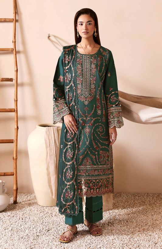 Ghazal by Ramsha Luxury Embroidered Lawn Unstitched 3 Piece Suit - G-507 - RM26GHZ - Green - Summer Collection