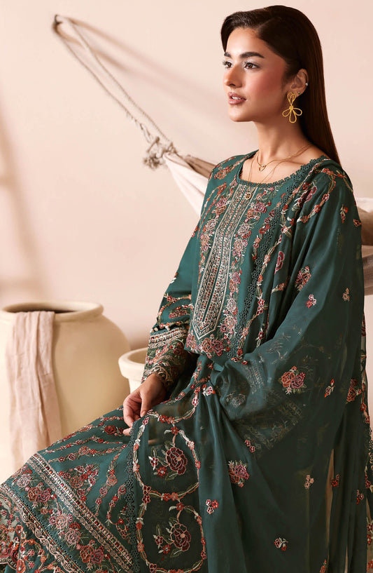 Ghazal by Ramsha Luxury Embroidered Lawn Unstitched 3 Piece Suit - G-507 - RM26GHZ - Green - Summer Collection