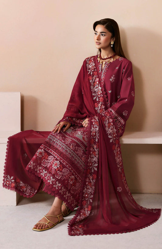 Ghazal by Ramsha Luxury Embroidered Lawn Unstitched 3 Piece Suit - G-506 - RM26GHZ - Pink - Summer Collection