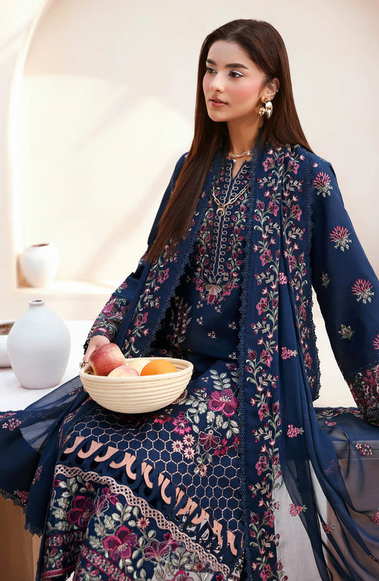 Ghazal by Ramsha Luxury Embroidered Lawn Unstitched 3 Piece Suit - G-505 - RM26GHZ - Blue - Summer Collection
