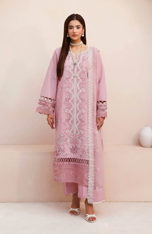 Ghazal by Ramsha Luxury Embroidered Lawn Unstitched 3 Piece Suit - G-504 - RM26GHZ - Pink - Summer Collection