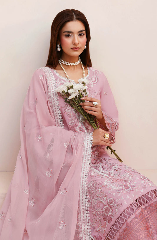 Ghazal by Ramsha Luxury Embroidered Lawn Unstitched 3 Piece Suit - G-504 - RM26GHZ - Pink - Summer Collection