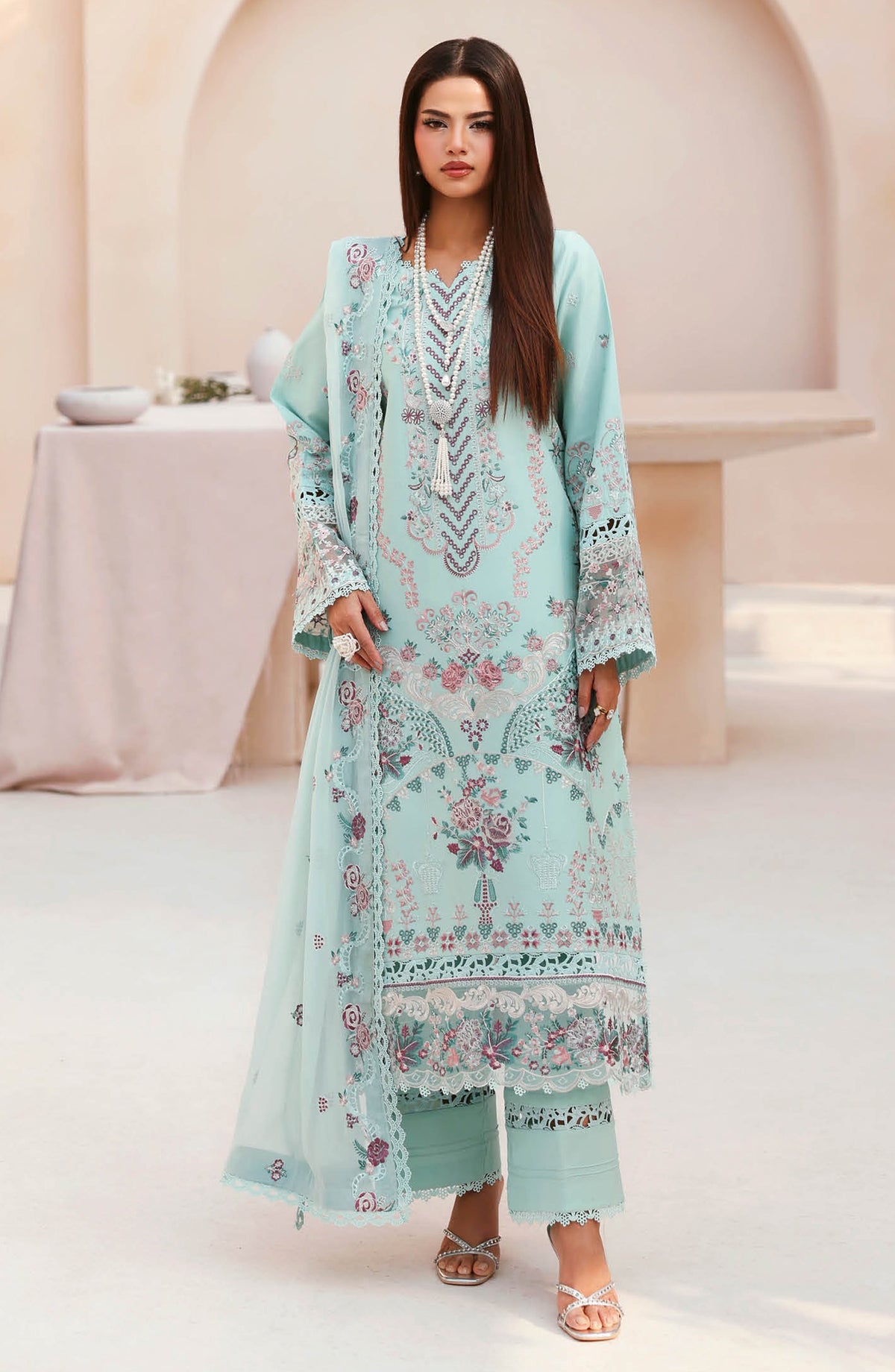 Ghazal by Ramsha Luxury Embroidered Lawn Unstitched 3 Piece Suit - G-503 - RM26GHZ - Blue - Summer Collection