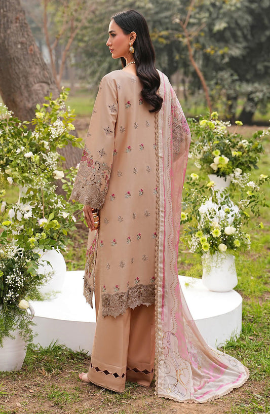 Ghazal by Ramsha Luxury Embroidered Lawn Unstitched 3 Piece Suit - G-602 - RM26GZL - Peach - Summer Collection