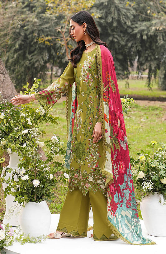 Ghazal by Ramsha Luxury Embroidered Lawn Unstitched 3 Piece Suit - G-601 - RM26GZL - Green - Summer Collection