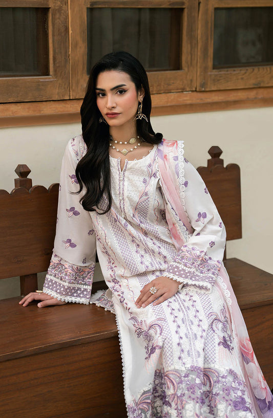 Ghazal by Ramsha Embroidered Lawn Unstitched 3 Piece Suit - G-710 - RM26ZAL - White - Summer Collection