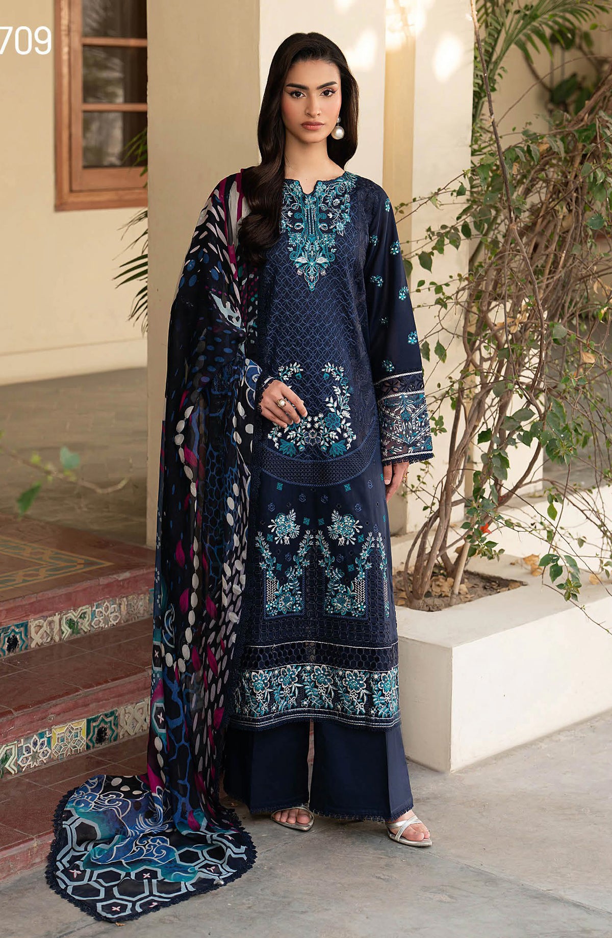 Ghazal by Ramsha Embroidered Lawn Unstitched 3 Piece Suit - G-709 - RM26ZAL - Blue - Summer Collection