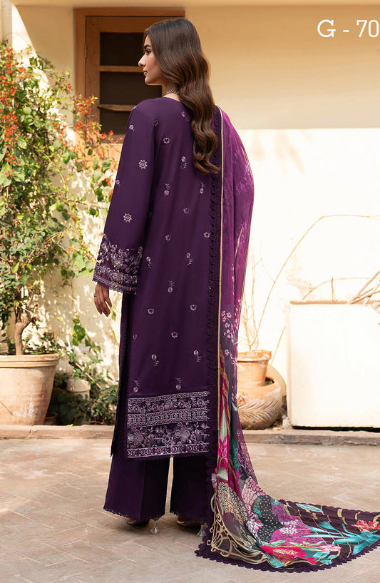 Ghazal by Ramsha Embroidered Lawn Unstitched 3 Piece Suit - G-708 - RM26ZAL - Purple - Summer Collection