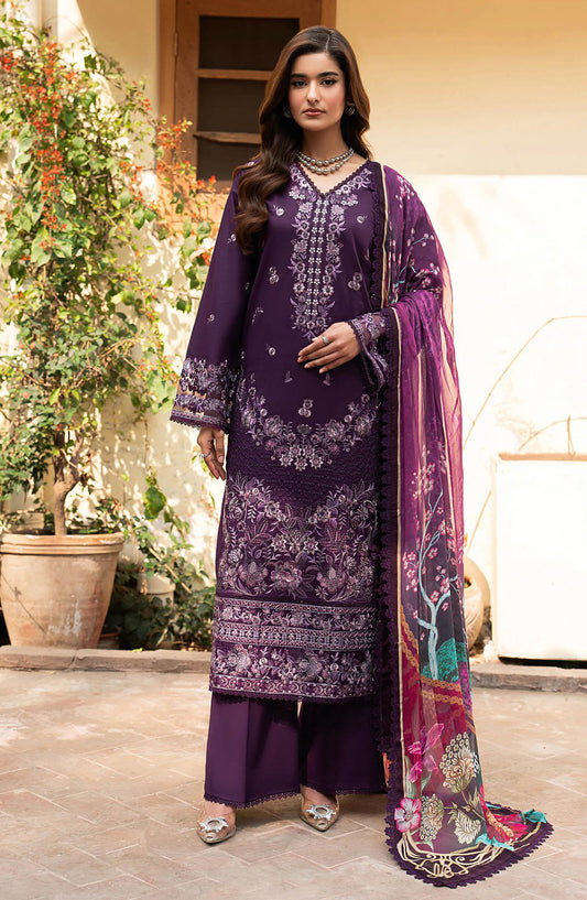 Ghazal by Ramsha Embroidered Lawn Unstitched 3 Piece Suit - G-708 - RM26ZAL - Purple - Summer Collection