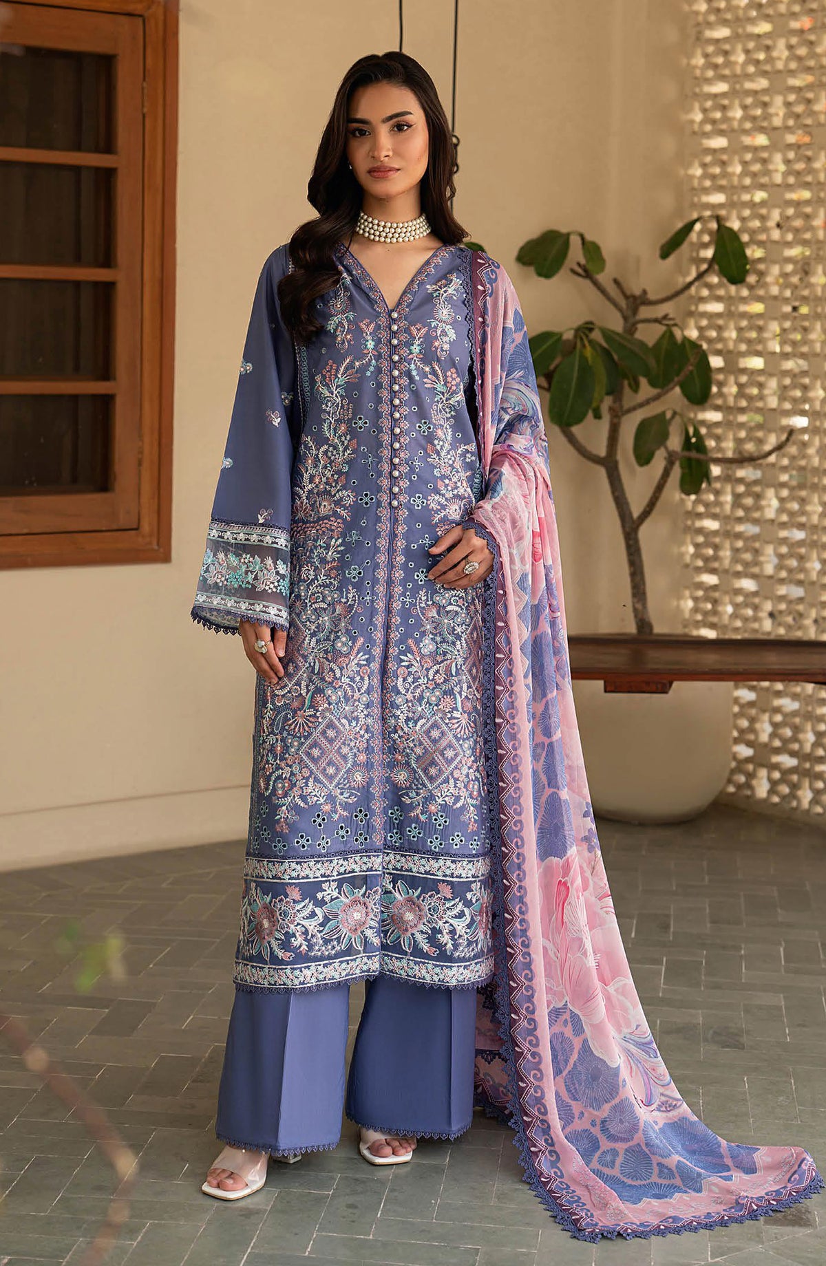Ghazal by Ramsha Embroidered Lawn Unstitched 3 Piece Suit - G-707 - RM26ZAL - Blue - Summer Collection