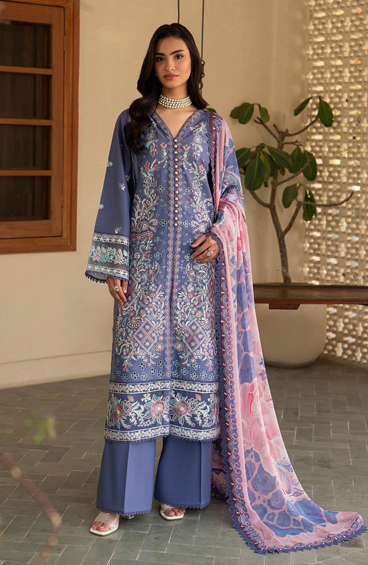 Ghazal by Ramsha Embroidered Lawn Unstitched 3 Piece Suit - G-707 - RM26ZAL - Blue - Summer Collection