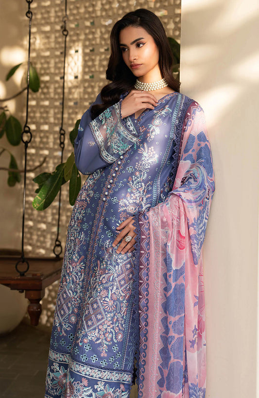 Ghazal by Ramsha Embroidered Lawn Unstitched 3 Piece Suit - G-707 - RM26ZAL - Blue - Summer Collection